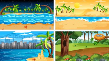 Dört farklı yatay sahne çizimi