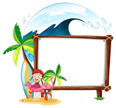 Beyaz arkaplanda izole edilmiş boş afiş içeren yaz plajı teması