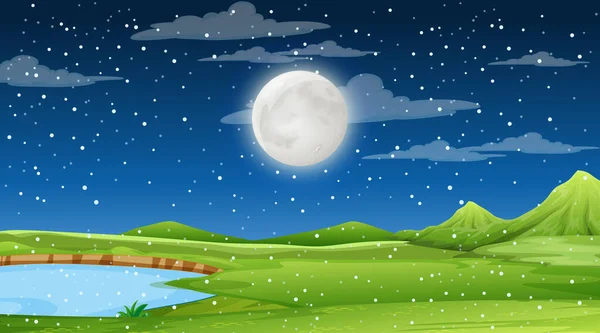 Paysage Naturel Vierge Nuit Illustration Scène — Image vectorielle