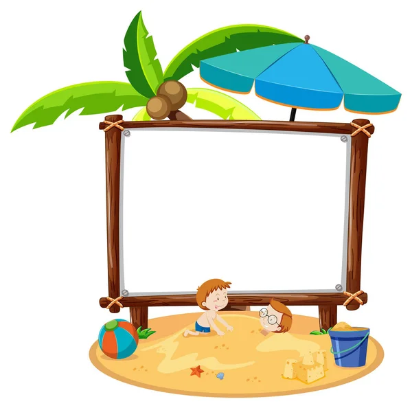 Summer Beach Theme Empty Banner Isolated White Background Illustration — Stock Vector