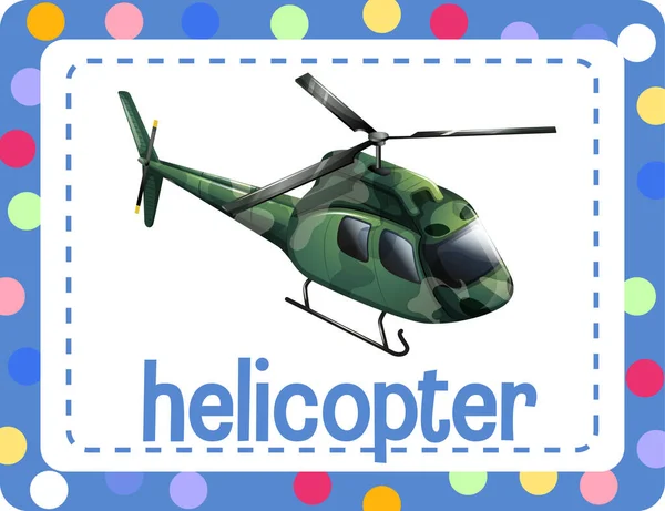 Vokabelkarteikarte Mit Wort Helikopter Illustration — Stockvektor