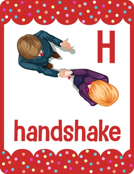 Alphabet Flashcard Letter Handshake Illustration — Stock Vector