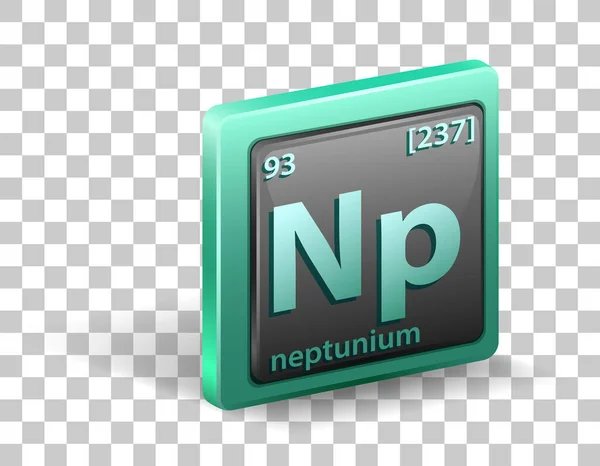Elemento Químico Neptunium Símbolo Químico Com Número Atômico Massa Atômica — Vetor de Stock