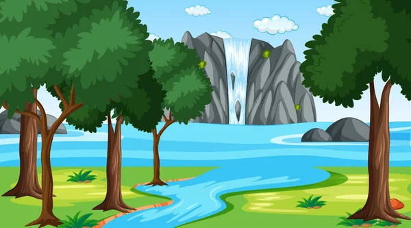 Paisaje Del Parque Natural Blanco Ilustración Escena Diurna — Vector de stock