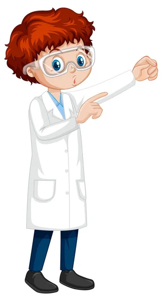 Boy Wearing Laboratory Coat Cartoon Character Illustration — Stock Vector