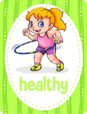 Sağlıklı illüstrasyonlu kelime bilgisi kartı