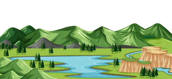 Zelená Příroda Krajina Pozadí Ilustrace — Stockový vektor