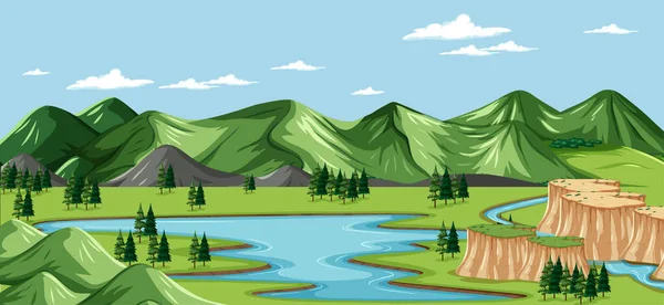 Een Groene Natuur Landschap Achtergrond Illustratie — Stockvector