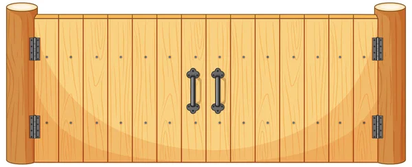 Recinzione Legno Cancello Stile Cartone Animato Isolato Illustrazione — Vettoriale Stock