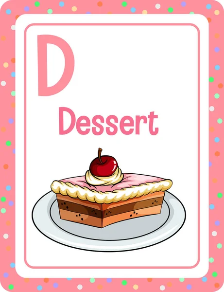 Alfabetet Flashcard Med Bokstaven För Dessert Illustration — Stock vektor