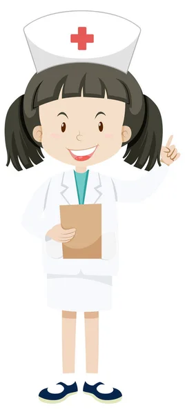 Kleine Verpleegster Uniform Cartoon Karakter Illustratie — Stockvector