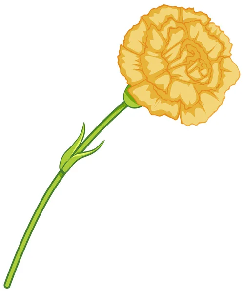 Oeillet Jaune Fleur Dans Style Dessin Animé Illustration Isolée — Image vectorielle