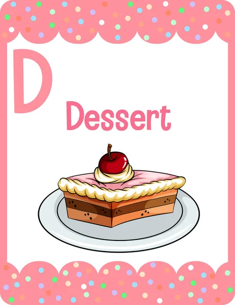 Alfabetet Flashcard Med Bokstaven För Dessert Illustration — Stock vektor