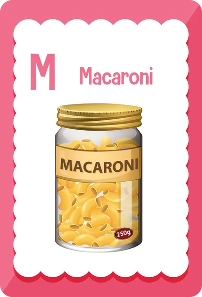Alphabet Flashcard Γράμμα Για Macaroni Εικονογράφηση — Διανυσματικό Αρχείο