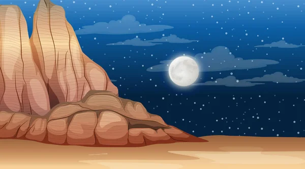Woestijnbos Landschap Nachts Scène Illustratie — Stockvector