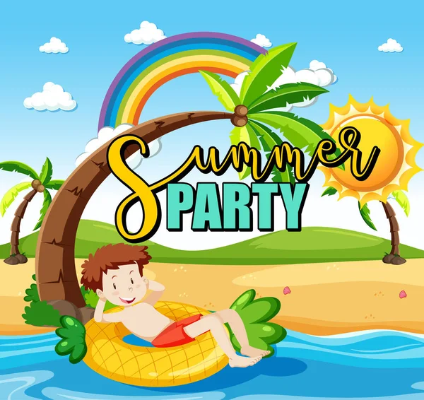 Тропическая Сцена Пляже Иллюстрацией Баннера Summer Party — стоковый вектор