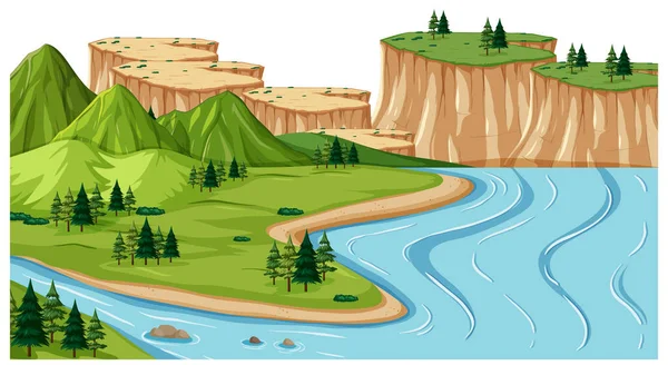 Ilustracja Krajobrazu Geograficznego Ziemi Wody — Wektor stockowy