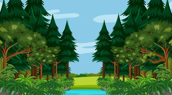 Floresta Tropical Floresta Tropical Durante Dia Ilustração Cena —  Vetores de Stock