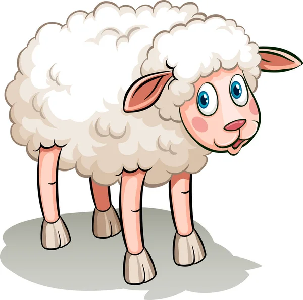 Cute Sheep Cartoon Style Isolated Illustration — Stock Vector