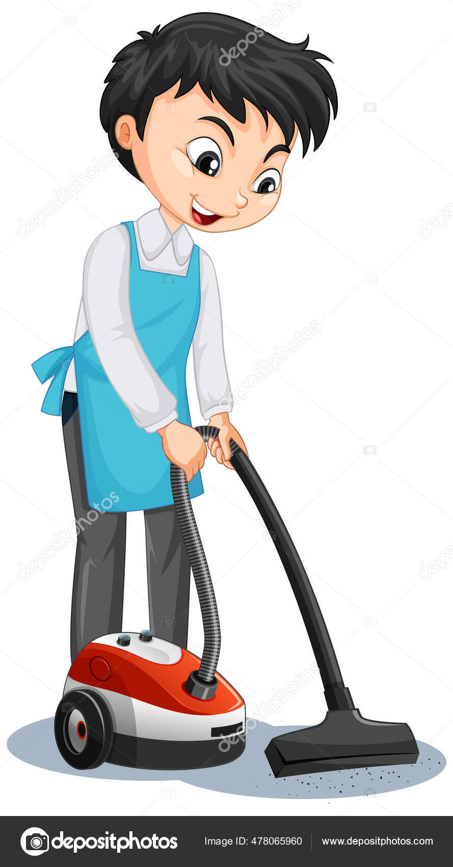 Cartoon Character Boy Using Vacuum Cleaner Illustration Stock Vector by  ©blueringmedia 478065960, image size:889x1700