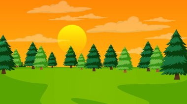 Gün batımında doğa parkının boş bir manzarası.