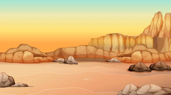 Paisaje Vacío Del Bosque Desértico Atardecer Escena Ilustración — Vector de stock