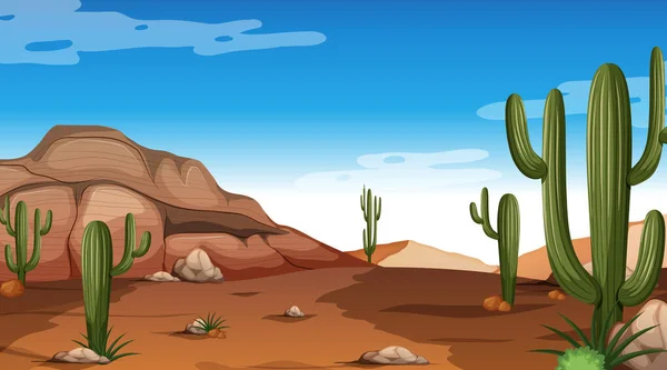 Paisaje Del Bosque Del Desierto Ilustración Escena Diurna — Vector de stock