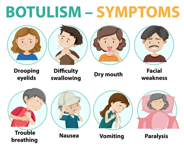 Botulisme Symptomen Informatie Infografische Illustratie — Stockvector