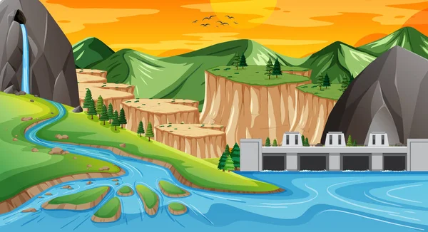 Tierra Agua Geografía Paisaje Ilustración — Vector de stock