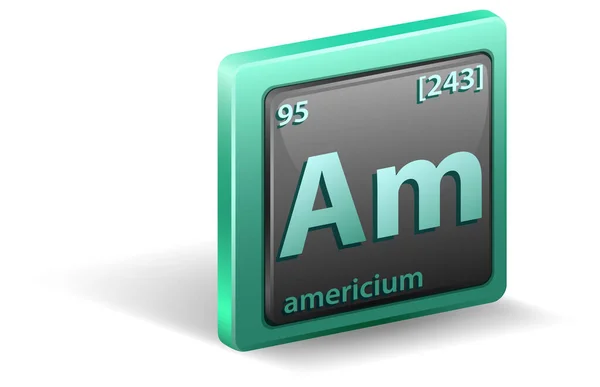 Химический Элемент Америция Химический Символ Атомным Номером Атомной Массой Иллюстрация — стоковый вектор