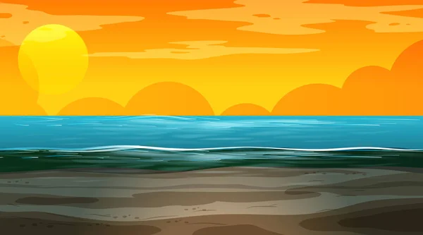 Paysage Inondé Vierge Coucher Soleil Illustration Scène — Image vectorielle