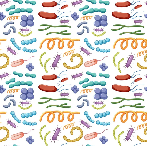 Cartoon Batteri Virus Senza Soluzione Continuità Modello Illustrazione — Vettoriale Stock