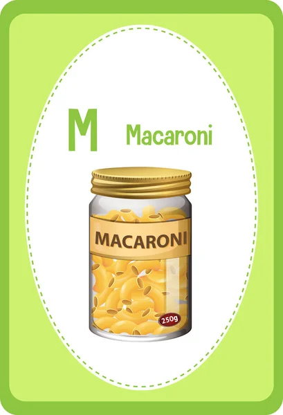 Flashcard Alphabet Avec Lettre Pour Macaroni Illustration — Image vectorielle