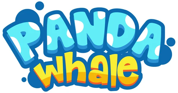 Panda Whale Font Banner Dalam Gaya Kartun Ilustrasi Terisolasi - Stok Vektor