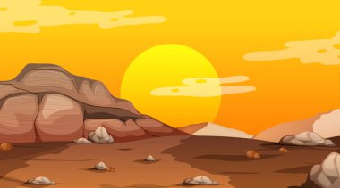 Gün batımında boş orman manzarası.