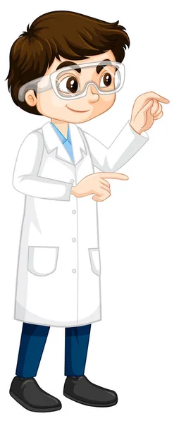 Boy Cartoon Character Wearing Laboratory Coat Illustration — Stock Vector