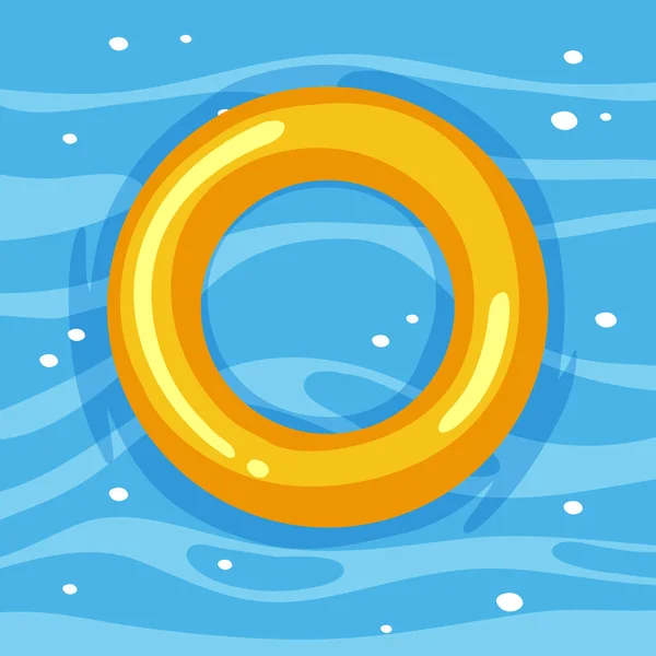 Anillo Natación Amarillo Agua Ilustración Aislada — Vector de stock