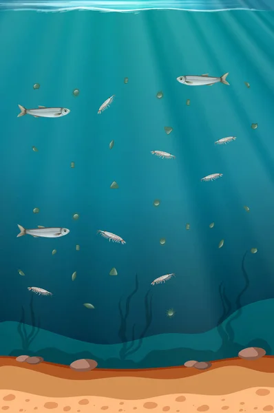 삽화에 나오는 물고기와 플랑크톤 — 스톡 벡터