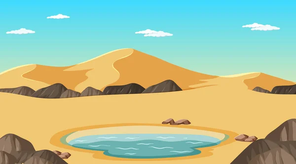 Desert Δάσος Τοπίο Κατά Διάρκεια Της Ημέρας Σκηνή Όαση Εικονογράφηση — Διανυσματικό Αρχείο