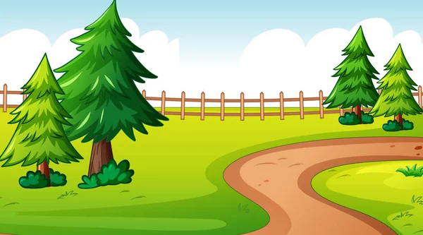 Blank Natur Park Landskap Dagtid Scen Illustration — Stock vektor