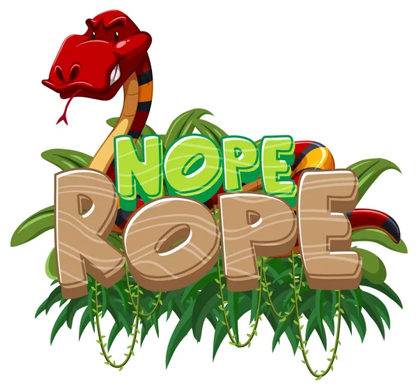 Snake Cartoon Character Nope Rope Font Banner Isolated Illustration — Stock Vector