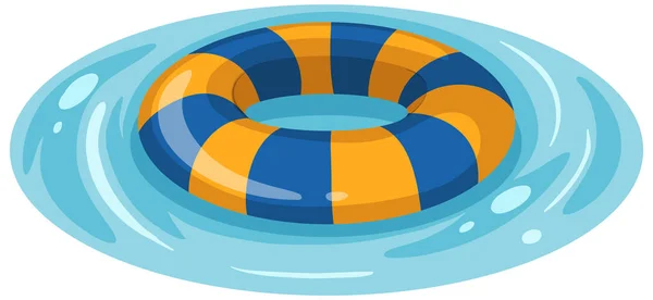 Ριγέ Μπλε Και Κίτρινο Δαχτυλίδι Κολύμβησης Στο Νερό Απομονωμένη Εικόνα — Διανυσματικό Αρχείο