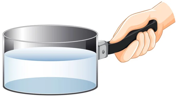 Hand Holding Steelpan Met Water Illustratie — Stockvector