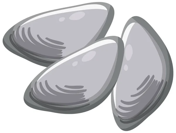 Oysters Clams Cartoon Style White Background Illustration — Image vectorielle
