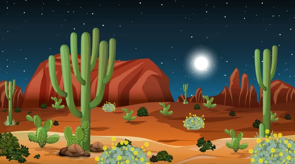 Пейзаж Пустынных Лесов Ночных Сценах — стоковый вектор