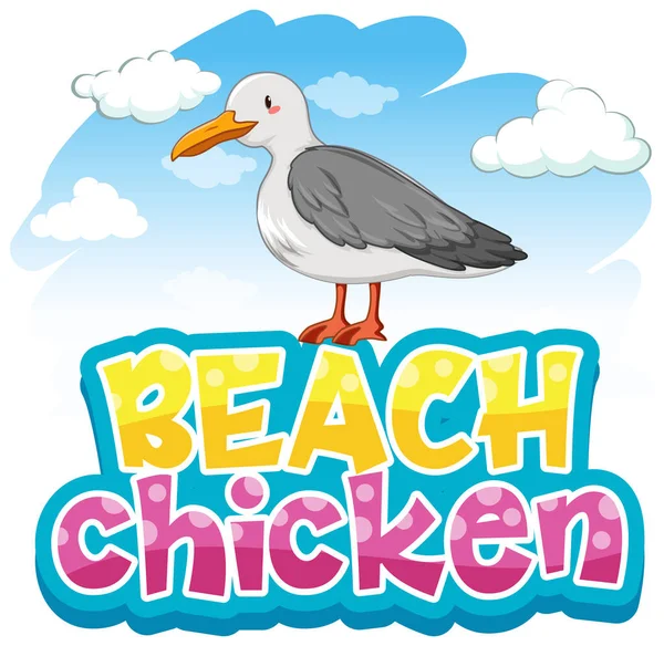 Personaje Dibujos Animados Pájaro Gaviota Con Banner Fuente Beach Chicken — Archivo Imágenes Vectoriales