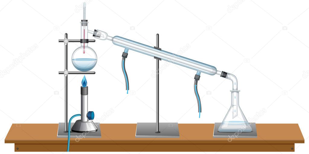 Laboratory equipments on white background illustration