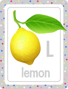 Limon illüstrasyonu için L harfli alfabe bellek kartı