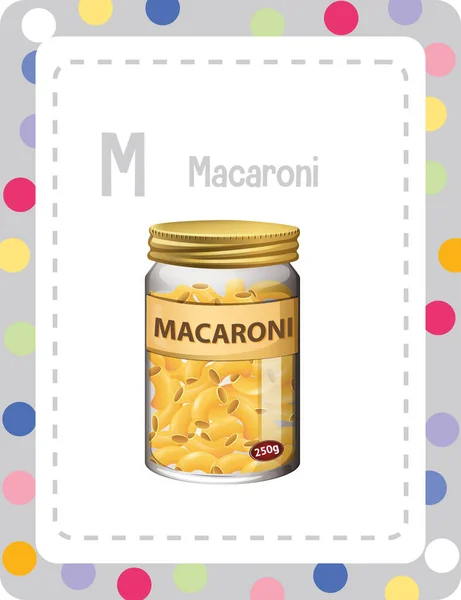 Alphabet Flashcard Γράμμα Για Macaroni Εικονογράφηση — Διανυσματικό Αρχείο