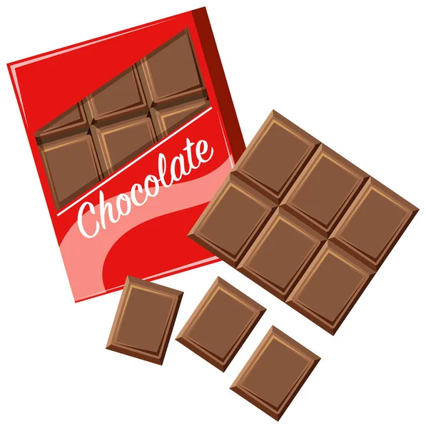 Chocoladereep Verpakking Witte Achtergrond Illustratie — Stockvector